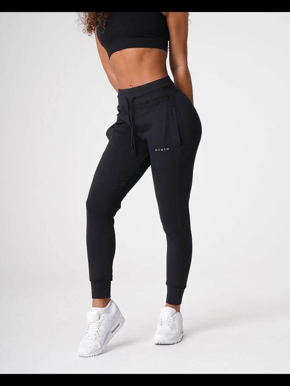 NVGTN Black Jogger Pants - Slim Fit Activewear MEDIUM